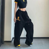 Taooba-MEXZT Y2K Joggers Sweatpants Women Streetwear Oversize Print Jogging Wide Leg Pants Hip Hop Baggy Casual Black Sports Trousers