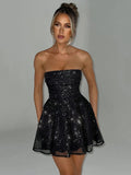 Taooba Glitter Glam Mesh Mini Bow Dress