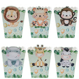 Jungle Safari Party Popcorn Boxes Candy Box Jungle Animal Party Decor Baby Shower Kids Boys Birthday Party Decorations