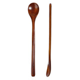 Taooba-Japanese Style Wooden Spoon Mixing Rice Salad Long Handle Dessert Spoon Condiment Sugar Salt Spice Spoon Tableware Kitchen Tools