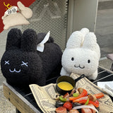 Taooba-Cute Rabbit Tissue Bag Soft Lamb Thread Napkin Holder Tissue Bag Bedroom Kitchen Desktop Storage Napkins