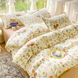 Pastoral Girls Flower Bedding Sets, Washed Cotton Bed Linens, Soft Quilt Cover Sheet Set, Simple Bedspread, Home Textiles