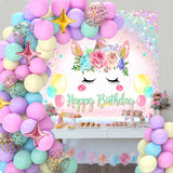 Unicorn Rainbow Birthday Party Backdrop Balloon Macaron Raindow Glitter Ballon Baby Shower Girl Birthday Party Background Decor