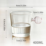 Taooba-Creative Round Mug Ball Handle Small Tea Cup High Borosilicate Glass 400ml Color Handle Transparent Beverage Milk Cup