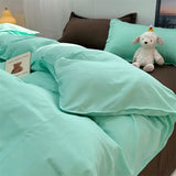 Taooba Green Grid Duvet Cover Set Ins Soft Bed Sheet Pillowcases No Filler Twin Queen Size 2024 New Spring Adult Kids Bedding Linens