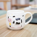 Taooba-Creative relief Cow Ceramic Mug Cute Animals Coffee Cups Teacup Juice Milk Tea Bottle 3D Animal Mug Breakfast Cups Kids gift