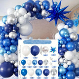 Taooba Color Palette 94PCS Navy Blue White Metal Slender Balloon Garland Set, Suitable for Graduation,Retirement, Wedding Party, Birthday Celebration