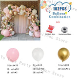 Taooba Color Palette Pink Balloon Garland Kit White Chrome Gold Balloon Arch Baby Shower Birthday Bridal Shower Wedding Party Decoration Latex Globos