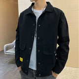 Taooba Male Jean Coats Khaki Autumn Men's Denim Jacket Big Size Y2k L Clothing Korean Style Casual High Quality Of Fabric Aesthetic G