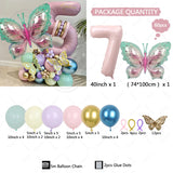 Taooba Color Palette 60pcs Larger Butterfly with 40nch Pink Number Foil Balloon Set Macaron Pink Purple Balloons for Girls Birthday Baby shower Party