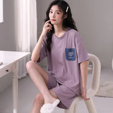 Taooba-Summer Modal Women Pyjamas Loose Pajamas Sets Sleepwear Casual Nightwear Pijama Mujer Shorts short sleeve M-2XL home clothes set