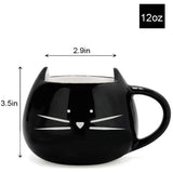 Taooba-Cat Mug Cat Coffee Mug for Women Girls Cute Ceramic Meow Mugs for Cat Lover Tea Cup 12 oz White,Black