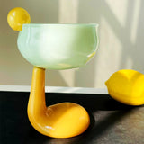 Taooba-Cute Duck Palm Goblet Dessert Glass Mug Ice Cream Cup Colored Borosilicate Glass Cup Cereal Bowl Cocktail Glass