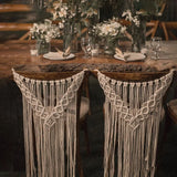 Taooba-Macrame Wedding Chair Back Tapestry Decor for Mr & Mrs Hand-woven Lawn Outdoor Wedding Chair Back Haing Mini Tapestry