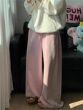 Taooba-Y2K Yellow Fleece-lined Sweatpants Women Korean Fashion Winter Pink Brushed Pants Oversized Harajuku Gray Jogger Trousers