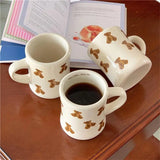 Taooba-Cute Chocolate  Bear Ceramics Mug with Handle  Cartoon Bears Coffee Milk Cup Table Decroation Water Cups