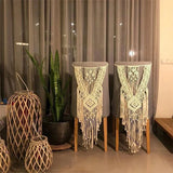 Taooba-Hand Made Macrame Wedding Chair Back Tapestry for Mr & Mrs Woven Cotton Bohemia Wedding Chair Back Valance Haing Tapestry