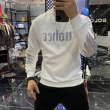 Taooba Men's Clothing Pullover Diamond Fleeced Sweatshirts for Man Round Neck Crewneck Slim Fit Hoodieless Top Harajuku Fashion Funny