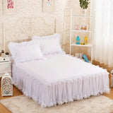 White Elegant Princess Bed Skirt Non-slip Mattress Cover Ruffled Lace Bed Skirt Bedsheet 1pcs Protector Bedspread No Pillowcase