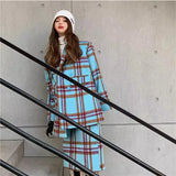 Taooba Checkered Suit Jacket for Women's Autumn/Winter 2024 Hong Kong Style Retro Small Fragrant Half Skirt Two-piece Set Trendy Trendy