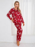 Taooba-Women’s Christmas 2 Piece Pajamas Set Long Sleeve Button Up Shirt + Pants Set Sleepwear Loungewear