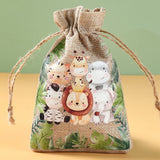 Jungle Animal Candy Bags Drawstring Birthday Party Wedding Decoration Kids Wild One Safari Party Decor Baby Shower Sack Gift Bag