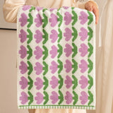 Taooba-Tulip Flowers Pured Towels Bathroom Suits Face Towel Soft Skin-friendly Bathroom Girl Wash Hand Towels Household Towel 70*140CM