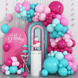 Taooba Color Palette Hot Pink and Teal Blue Balloons Arch Garland Kit for Baby Shower Wedding Anniversary Birthday Girl's Party Decorations