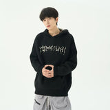 Taooba-Y2k Hooded knitwear men clothes Winter Sweater 2023 American Style Embroidery knitwear Streetwear High Street knitwear trend top