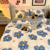 Taooba Christmas gift Ins Pink Flowers Bedding Set Fashion Flat Sheet Duvet Cover No Filling Pillowcase Twin Full Queen Nordic Boy Girl Bed Linen