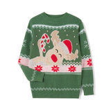 Taooba-Fashion Matching Christmas Sweater Long Sleeve Crew Neck Cartoon Elk Pullover Family Sweater Winter Clothes