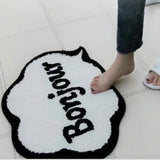 Taooba-French Letters Tufted Carpet Mat Soft Fluffy Thick Tuftting Room Entry DoorMat Anti-slip Rug Entrance Floor Mat