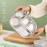 Taooba-Stainless Steel Insulated Lunch Box Kid And Adults Bento Box with Spoons Portable Food Storage Containers Thermal Picnic Cutlery