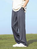 Taooba-Summer Korean Men's Pants Light&Thin Polyester Elastic Waist Semi-Wide Loose Slacks Drape Suit Pants Male Casual Trousers