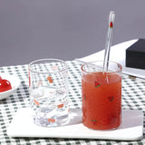 Taooba-300ml Strawberry Cute Nordic Glass Cup With Straw Creative Transparent Water Cup Student Milk Heat Resistant Glass Dropship