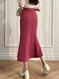 Taooba High Waist Mermaid Skirts Women New Arrival 2024 Korean Style Solid Color Office Ladies Elegant Slim Long Skirt