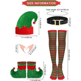 Taooba Women Girl Elf Outfits Christmas Hat Boot Belt Dress Stocking Costume Elf Cosplay Outfits for Themed Party