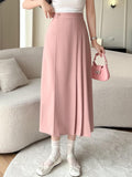 Taooba High Waist Long Skirts Women New Arrival 2024 Fashion Korean Style Solid Color All-match Office Lady Elegant A-line Skirt