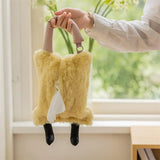 Taooba-Hanging Tissue Box Imitation Fluffy Rabbit Fur Napkin Holder Wall Hanging Decoration Handbag Paper  Napkin Holder