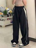 Taooba-Y2k Women Wide Leg Cargo Pants Casual Streetwear Loose Drawstring Trousers Drawstring Sweatpants Female Vintage Baggy Joggers