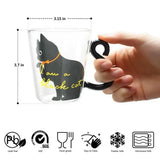 Taooba-1pc Creative Cat Glass Coffee Mug Cute Milk Tea Juice Water Glass Cup With Handle Home Kitchen Office Drinkware Tumbler Gift