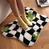 Taooba-Plaid Irregular Kitchen Rugs Soft Fluffy Tufting  Carpet Rugs Non-Slip Abosrbent Bathroom Floor Mat Bedroom  Toilet Door Carpet