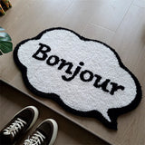 Taooba-French Letters Tufted Carpet Mat Soft Fluffy Thick Tuftting Room Entry DoorMat Anti-slip Rug Entrance Floor Mat