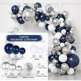 Taooba Color Palette 117Pcs Navy Blue Silver Balloon Garland Arch Kit Confetti Ballon Birthday Party Decor Kids Baby Shower Graduation Wedding Supply