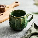 Taooba-420ml Green/White Japanese style Ceramic Mugs Retro Rough pottery Coffee Cup Breakfast Milk Juice Teacups Office Household Cups