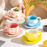 Taooba-300ML Creative Hand Pinched Irregular Flower Ceramic mug Handmade Coffee Cup Breakfast Milk Afternoon tea cups Korean Style Mugs