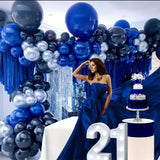 Taooba Color Palette 160pcs, Navy Blue Royal Blue Silvery Balloon Garland Set, Dark Blue Balloon Arch Kit, Birthday Decoration Birthday Supplies