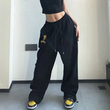 Taooba-MEXZT Y2K Joggers Sweatpants Women Streetwear Oversize Print Jogging Wide Leg Pants Hip Hop Baggy Casual Black Sports Trousers