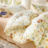 Pastoral Girls Flower Bedding Sets, Washed Cotton Bed Linens, Soft Quilt Cover Sheet Set, Simple Bedspread, Home Textiles