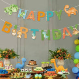 Dinosaur Happy Birthday paper Banner Dinosaur Birthday Party Decorations for Boys Kids Dino Theme Party Garland Flag Supplies